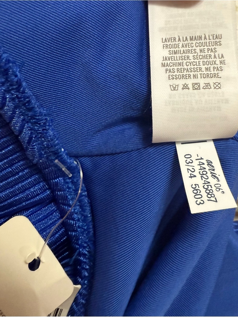 aerie NWT Electric Blue Ribbed strappy scoop One-Piece Full Coverage Swimsuit - Picture 4 of 12